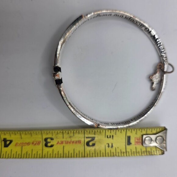 Silver tone Angel Wing Bracelet Dangling Cross charm religious quotes jewelry - Picture 4 of 5